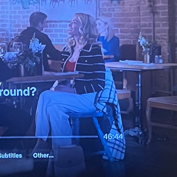 SANDRO Women's Cropped Striped Polo Collar Textured (Ginny & Georgia) - Picture 3 of 3